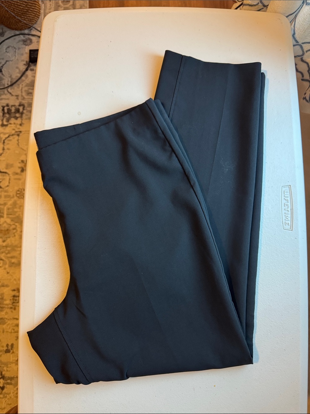 Adrianna Papell Straight Leg Stretch Ponte Pant Black Trousers Size 14